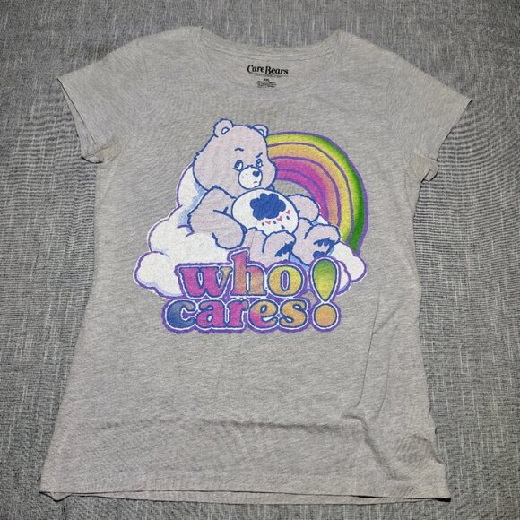 Care Bears T-Shirt Womens Size XXL Gray Short Sleeve Crew Who Cares Graphic - Picture 1 of 7